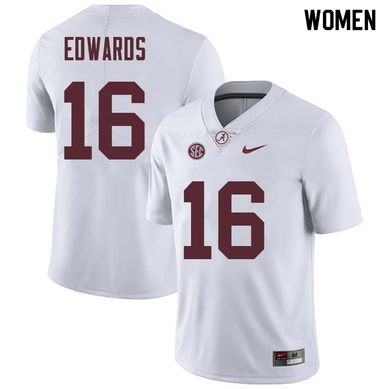 Women #16 Kyle Edwards Alabama Crimson Tide College Football Jerseys Sale-White